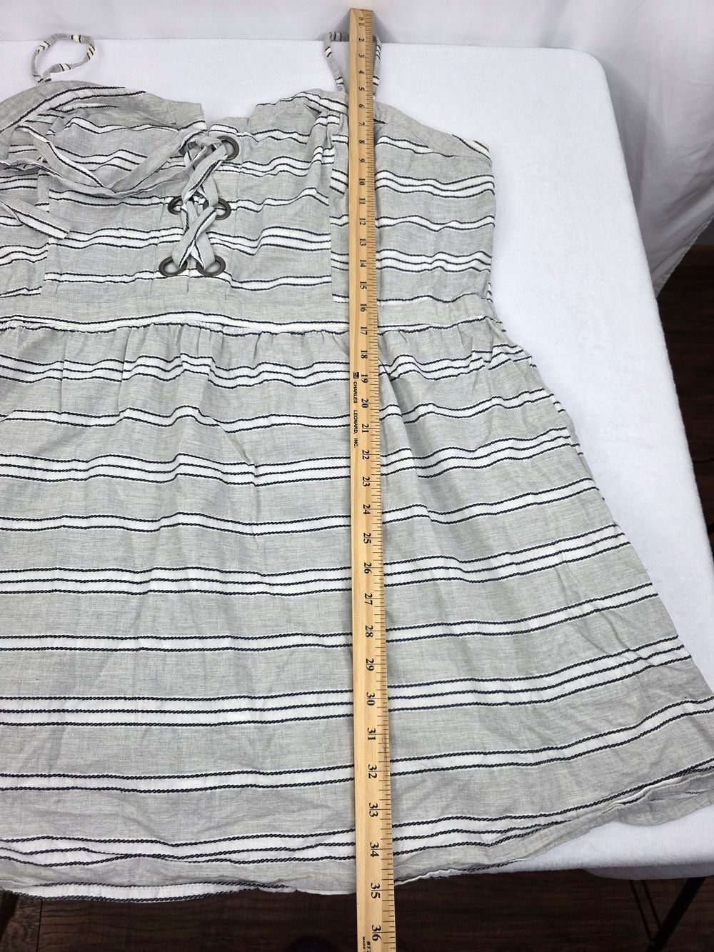 Arizona 3X Corset Style Striped Lace-Up Mini Dress Gray 3434-AB - Picture 8 of 13